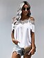 cheap T-Shirts-Women&#039;s Blouse Shirt Solid Colored Print Round Neck Tops Basic Basic Top White Blue