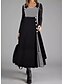 cheap Casual Dresses-Women&#039;s Shift Dress Maxi long Dress Black Long Sleeve Striped Solid Color Button Fall Winter Square Neck Casual 2021 M L XL XXL 3XL