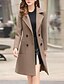 cheap Coats &amp; Trench Coats-Women&#039;s Overcoat Daily Fall Winter Long Coat Notch lapel collar Regular Fit Elegant &amp; Luxurious Jacket Long Sleeve Solid Colored Pocket Army Green Camel
