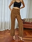 cheap Bottoms-Women&#039;s Basic Wide Leg Full Length Pants Casual Daily Pattern Solid Colored High Waist Comfort Loose Brown S M L XL