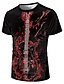 cheap Tank Tops-Men&#039;s T shirt Graphic 3D 3D Print Round Neck Plus Size Daily Holiday Short Sleeve Print Tops Elegant Exaggerated Black / Red