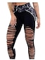 abordables Graphic Chic-Leggings d&#039;entraînement creux à la mode pour femmes Sports Gym Running Pantalon de yoga noir