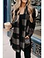cheap Coats &amp; Trench Coats-Women&#039;s Coat Daily Fall &amp; Winter Long Coat Stand Collar Loose Basic Jacket Long Sleeve Color Block Patchwork Blue Yellow / Print