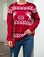 baratos Christmas Sweater-Mulheres Homens Estiloso Tricotado Animal Carregam Pulôver Fibras Acrilicas Manga Longa Casacos de malha Gola Redonda Outono Inverno Branco Preto Azul