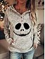 cheap Hoodies &amp; Sweatshirts-Women&#039;s Pullover Hoodie Sweatshirt Skull Halloween Daily Basic Halloween Hoodies Sweatshirts  Gray
