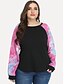billige Topper i plusstørrelse-Dame Store størrelser Bluse Skjorte Batikkfarget Langermet Rund hals Grunnleggende Topper Rosa