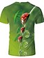 billige Tank Tops-Herre T-shirt Grafisk 3D-udskrivning Rund hals Plusstørrelser Daglig Ferie Kortærmet Trykt mønster Toppe Elegant overdrevet Grøn