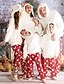 abordables Ensembles de pyjamas assortis à la famille-Regard de la famille Lots de Vêtements pour Famille 2 Pièces Ensemble de Vêtements père Noël Animal Manches Longues Imprimé Blanche Noël