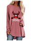 cheap Christmas Tops-Women&#039;s Shirt Blouse Black White Pink Cartoon Print Long Sleeve Christmas Daily Basic Round Neck Plus Size