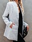 abordables Women&#039;s Coats &amp; Jackets-Manteau Femme basique du quotidien Longue Manteau Gris Gris Foncé Boutonnage Simple Automne hiver Sans col Mince XS S M L XL / Rayé