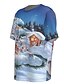 abordables Christmas Tees-camiseta de hombre estampado 3d gráfico estampado 3d tops de manga corta cuello redondo azul