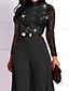 cheap Party Dresses-Women&#039;s Shift Dress Maxi long Dress Black Long Sleeve Solid Color Sequins Mesh Patchwork Fall Summer Round Neck Elegant Formal 2021 M L XL XXL