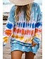 preiswerte Kapuzenpullis &amp; Sweatshirts-Womens Tie Dye Langarm Sweatshirt Kleid Rundhalsausschnitt lässig locker Kleid himmelblau xl