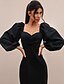 abordables Vestidos de Midi-Mujer Vestido de Vaina Vestido Midi Vino Negro Manga Larga Color sólido Otoño Escote Cuadrado Sensual Fiesta Delgado 2021 S M L
