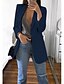billige Blazere til damer-kvinners vintage åpen front solid langermet lang blazer cardigan kåpe jakke med lommer (medium, hvit)