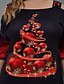 cheap Christmas Tops-Women&#039;s Plus Size Blouse Shirt Snowflake Sequins Patchwork Boat Neck Basic Tops Black
