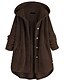 cheap Plus Size Outerwear-women fleece hooded button/zipper jacket plus size warm fuzzy coats fluffy sweatshirt two pockets oversized outwear(xxx-large,coffee)