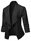 baratos Blazers Femininos-Jaqueta blazer de escritório blazer preto de manga 3/4 crepe frontal aberto
