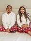 cheap Family Matching Pajamas Sets-Family Look Family Matching Outfits 2 Piece Clothing Set Santa Claus Animal Long Sleeve Print White Christmas