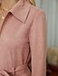 preiswerte Midikleider-Damen Hemdkleid Midikleid Rosa Langarm Volltonfarbe Herbst Winter Hemdkragen Büro Elegant Ausgehen 2021 S M L XL