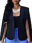 abordables Americanas para Mujer-Chaqueta de capa casual con frente abierto para mujer para trabajar abrigo de traje sólido (m, negro)