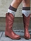 abordables Boots-Mujer Botas Botas de Moto Botas cowboy Botas de Equitación Tacón Bajo Dedo redondo Botas hasta la rodilla Botas a media pierna Retro Británico Diario PU Un Color Morado Rojo Azul