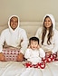 billige Family Matching Pajamas Sets-Familie udseende Familie-tøjsæt 2 Dele Tøjsæt julemanden Dyr Langærmet Trykt mønster Hvid Jul