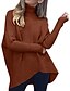 billige damesweaters-Dame bluse Bluse Helfarve Strikket Akryl Stilfuld Vintage Stil Langærmet Sweater Cardigans Efterår Vinter Rullekrave Vin militærgrøn Grå