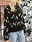 baratos Christmas Sweater-Mulheres Pulôver Tricotado Côr Camuflagem Natal Manga Longa Solto Casacos de malha Gola Redonda Outono Inverno Preto