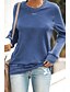 cheap T-Shirts-Women&#039;s Blouse Shirt Solid Colored Long Sleeve Patchwork Round Neck Basic Tops Black Blue Blushing Pink
