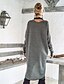 cheap Sweaters-Women&#039;s Sweater Jumper Solid Color Split Stylish Basic Casual Long Sleeve Regular Fit Sweater Cardigans Fall Winter Crew Neck Dark Gray / Going out