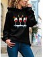 billige Hættetrøjer &amp; sweatshirts-Dame Pullover-hættetrøje Grafisk Jul Daglig Basale Jul Hættetrøjer Sweatshirts Sort