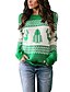 baratos Christmas Sweater-Mulheres Básico Natal Tricotado Geométrica Pulôver Manga Longa Casacos de malha Gola Redonda Outono Inverno Azul Verde Cinzento