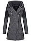 abordables Blazers Femme-femmes chaudes manches longues zippées obliques cou épissure motif géométrique pull en polaire outwear manteau à capuche zippé gris