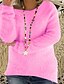 economico Maglioni-Per donna Alla moda Lavorato a maglia Tinta unica Maglione Cotone Manica lunga Maglioni cardigan Girocollo Autunno Inverno Bianco Nero Blu