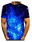 baratos Tank Tops-Homens Camiseta Camisa Social Impressão 3D Gráfico 3D Estampado Manga Curta Diário Blusas Decote Redondo Azul