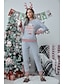 cheap Family Matching Pajamas Sets-Women&#039;s Home Polyester Normal Pant Round Suits Long Sleeve Patchwork Fall &amp; Winter Print S Black