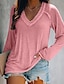 baratos Tops &amp; Blouses-blusa feminina de cor sólida cruzada com decote em v camiseta de manga comprida casual tops de outono