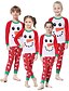 baratos Family Matching Pajamas Sets-Olhar de família Conjunto Gráfico Estampado Manga Longa Padrão Padrão Vermelho