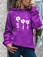 cheap Hoodies &amp; Sweatshirts-Women&#039;s Floral Pullover Hoodie Sweatshirt Daily Casual Hoodies Sweatshirts  Purple Yellow Blushing Pink