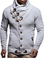 cheap Pullover Sweaters-Men&#039;s Stylish Striped Turtleneck Cardigan Sweater