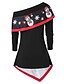 cheap Christmas Tops-Women&#039;s Tunic Graphic Prints Snowflake Long Sleeve Button Print Off Shoulder Tops Basic Top Red Green