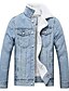 economico Sale-giacca di jeans in pile da uomo giacca invernale in denim con fodera in sherpa (azzurro, xl)