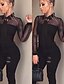 cheap Jumpsuits &amp; Rompers-women transparent tops sexy basic bodycon long sleeve bodysuit jumpsuit