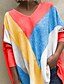 economico Tops &amp; Blouses-Per donna Blusa Camicia Color Block Collage Stampa A V Top Manica a pipistrello Largo Viola Grigio Arancione