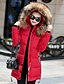 abordables Parkas y Plumas de Mujer-Abrigo de plumón cálido de invierno para mujer, chaqueta acolchada con capucha de piel sintética, abrigo largo, rojo medio