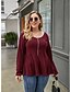 abordables Tops de talla grande-Mujer Tallas Grandes Blusa Camisa Plano Manga Larga Cremallera Escote Redondo Tops Vino Rosa polvorienta Marrón