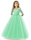 baratos Vestidos para Meninas-Infantil Pouco Vestido Para Meninas Cor Sólida Flor Festa Casamento Vestido Swing Cor de menta Tipo A Tipo B Renda Tule Elegante Princesa Vestidos