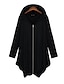 billige Ytterklær i plusstørrelse til damer-kvinners bomull casual løs pluss størrelse hettegenser glidelås jakke uttrekk svart