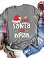 cheap Christmas Tops-Women&#039;s T shirt Tee Black White Red 3D Print Short Sleeve Christmas Christmas Round Neck